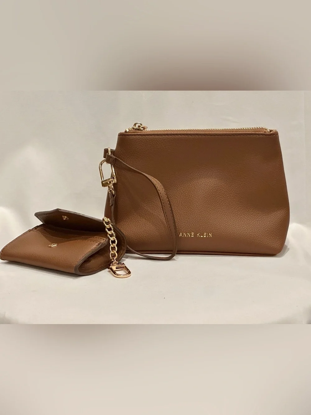 Anne Klein Brown 3-in-1 Satchel Crossbody Handbag Set | Removable Pouch & Wallet